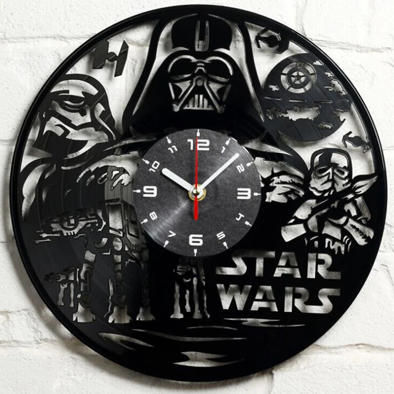 

New Design Printed Vinyl Wall Clock Modern Design Movie 3D Decoration Hanging Vinyl CD Record Clocks