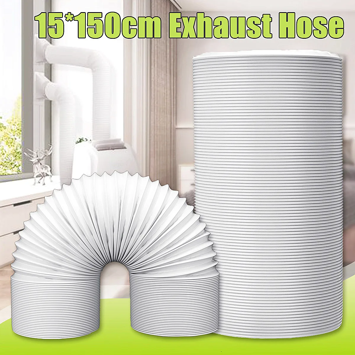 

1.5M Exhaust Hose Vent Tube Ventilation Pipe Steel Wire Air Conditioner 150mm Outlet Diameter Telescopic Intake Exhaust Duct