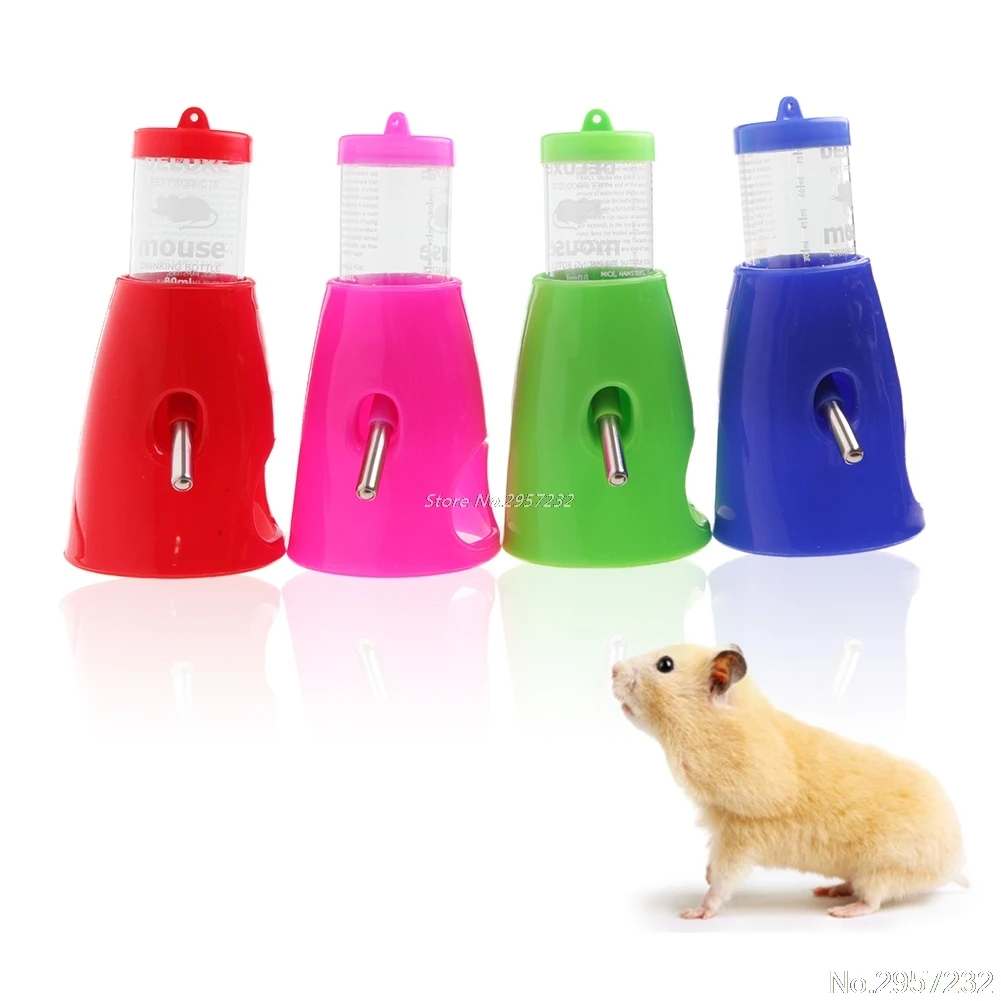 2 in 1 Hamster Water Bottle Holder 80ML Dispenser With Base Hut Small