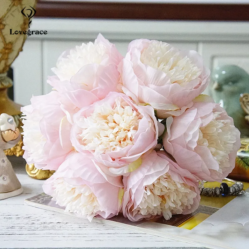 silk peony flowers artificial wedding bouquet fake flowers home floral decor (8)