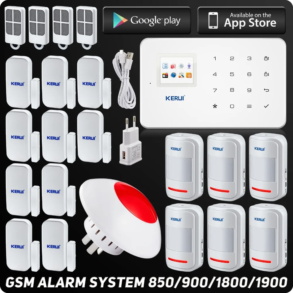 Kerui G18 GSM Alarm System SMS Smart Home Burglar Intruder Security Alarm  System  Wireless Flash Strobe Siren Motion Sensor