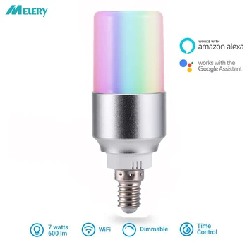 

WiFi Smart Bulb E14 LED Lamp 7W 6000K Colour Dimmable 60W Equivalent Remote Control Voice by Amazon Alexa Google Home