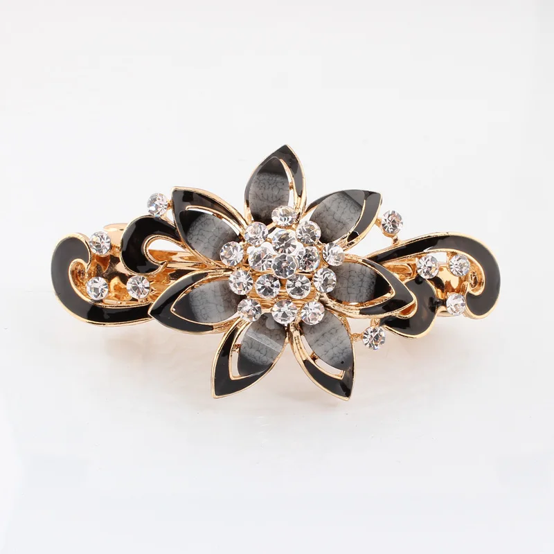 

Flower Crystal Hair clips Hairpin girl jewelry Christmas gift Golden plated alloy barrettes
