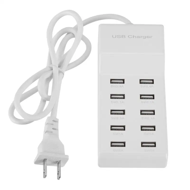 Новинка; 10-Порты и разъёмы Max Выход 5 V 10A usb-кабель для быстрой зарядки Зарядное устройство Мощность зарядное адаптер для Samrtphone день студенты MP3/MP4/Лэс/DV/цифровой камеры