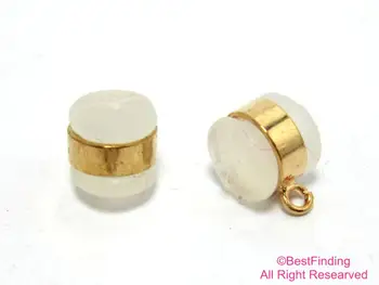 

Real 14K Gold plated Silicone earplug with loop Gold ear nuts plug Earnuts