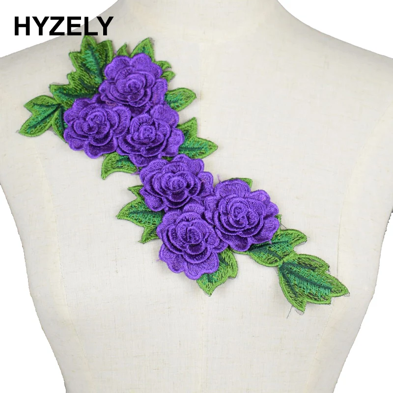 Фиолетовая Роза Вышивка Шитье на патч цветок патч наклейки для одежды значок швейная ткань принадлежности для аппликации