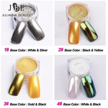 

3 Boxes Shinning Mirror Nail Glitter Powder Gorgeous Nail Art Chrome Pigment Glitters Dust Nail Art Decoration 1G + Sponge Brush