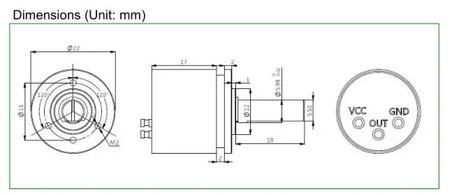 P3022-V1-CW360 миниатюрный 0-5V Аналоговый выход Холла эффект бесконтактный датчик угла