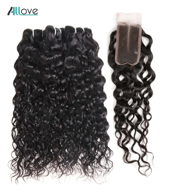 Cheap Malaysian Water Wave Hair With Closure Allove Human Hair Bundles With Closure Natural Hair Extensions With Lace Closure Non Remy Cheap Malaysian Water Wave Hair With Closure Allove Human Hair Bundles With Closure Natural Hair Extensions With Lace Closure Non Remy