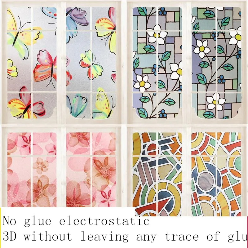 

60*100cm No-Glue Opaque Stained Embossed Frosted Window Films Vinyl Static Cling Self adhesive Privacy Glass Stickers