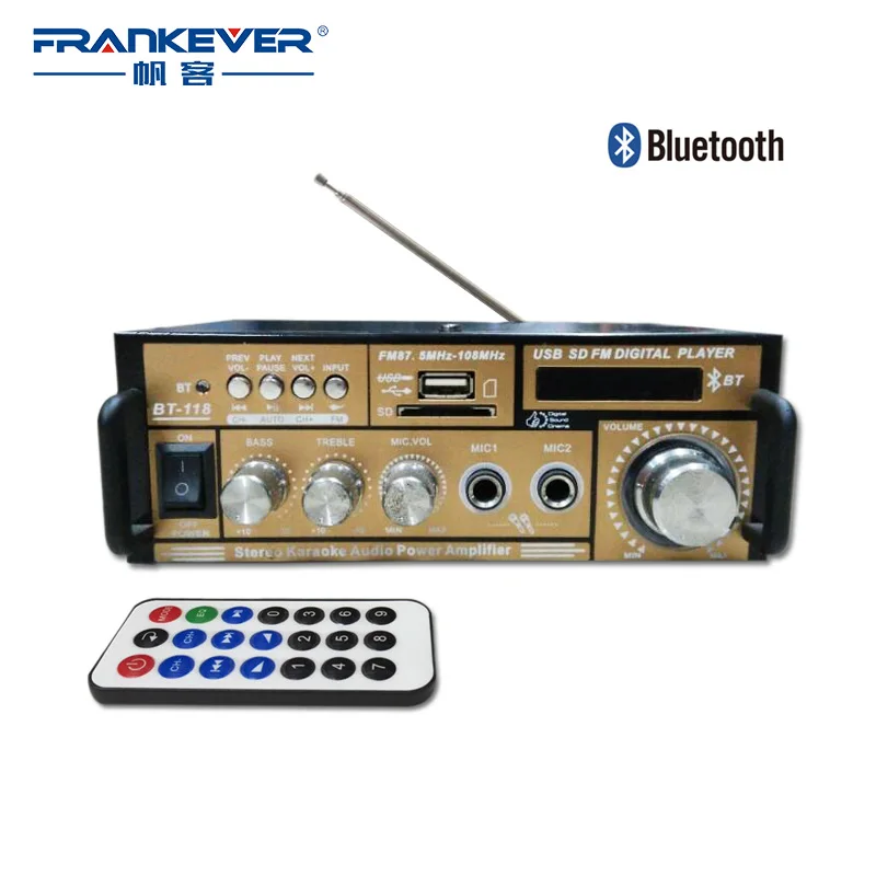 melhor Frankever Oi Fi Amplificador de Som do Carro Do Bluetooth de Áudio Digital 2.1 Canais de Áudio Em Casa AC220V 240V BT 118 Controle de Volume do Subwoofer