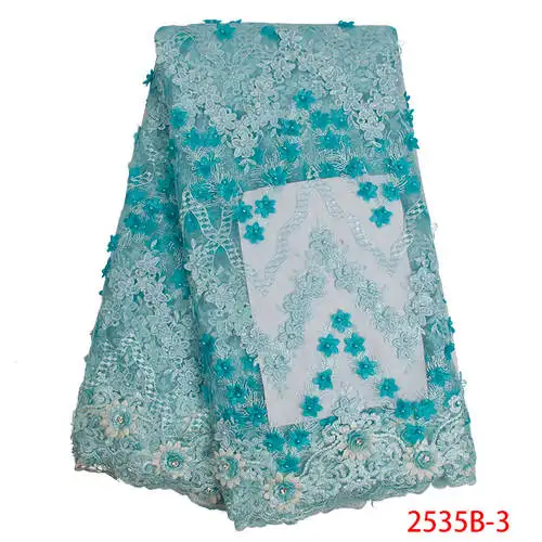 

High Quality Multi Color African Lace Fabrics Embroidered Nigerian Fabrics For Sale Price 2019 QF2535B-3