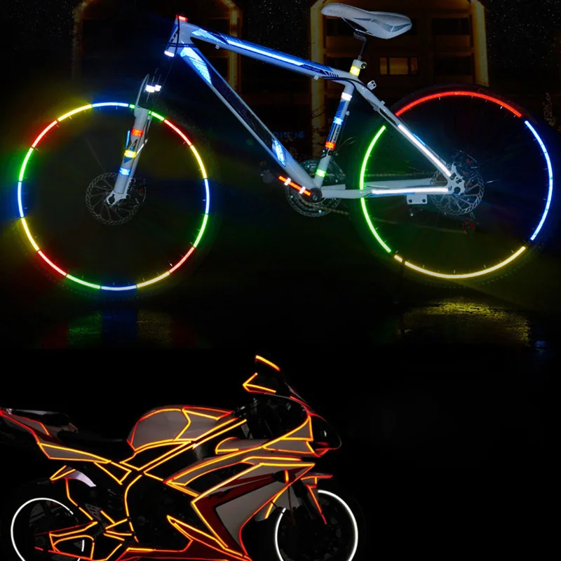 

Reflective Stickers Motorcycle Bicycle Reflector Bike Cycling Security Wheel Rim Decal Tape Safer Durable Not Fade Bike Light
