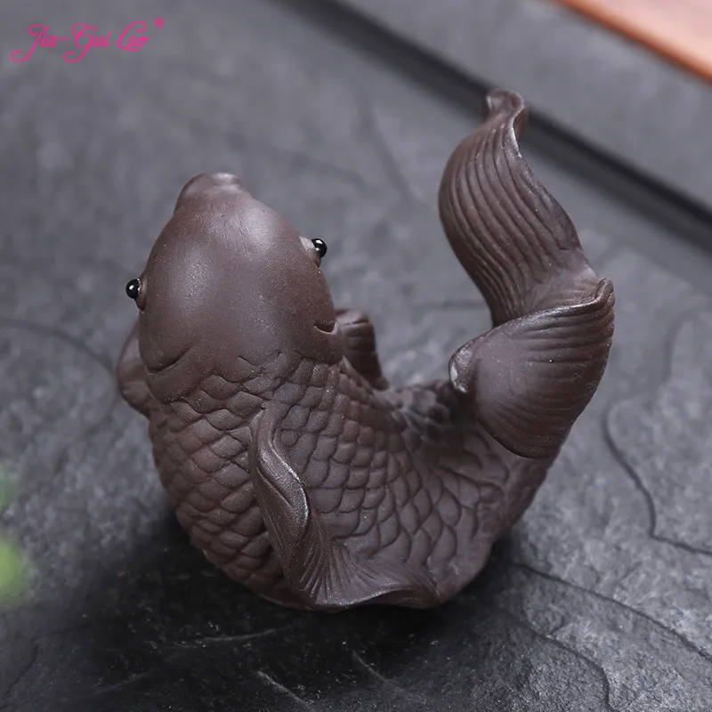 

JIA-GUI LUO 7CM*5.5CM*6CM Tea Pet Koi Purple Clay Home Decor Tea Decoration Kung Fu Tea Pet Clay Tea Pet N019