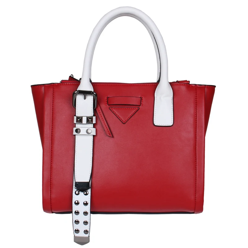 

Sheng lun lai Women Bags Cow Leather Handbag Fashion Rivet Genuine Leather Top Handle Handbags High Quality Ladies Shoulder Bag
