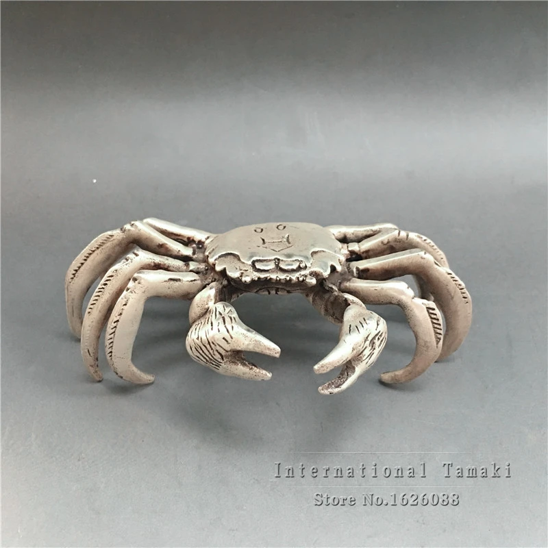 Plated Nickel Silver Crab Antique Bronze Silver Fortune Feng Shui