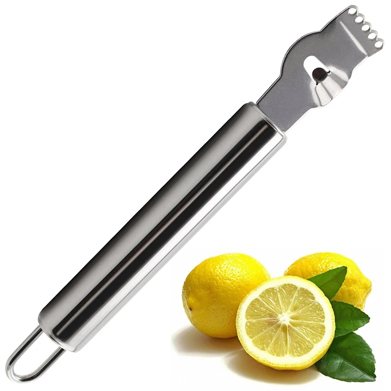 Kitchen Bar Stainless Steel Lemon Peeler Zester Grater Citrus Zester Lemon Lime Fruit Peelers with Channel Knife Kitchen Gadgets (1-1)