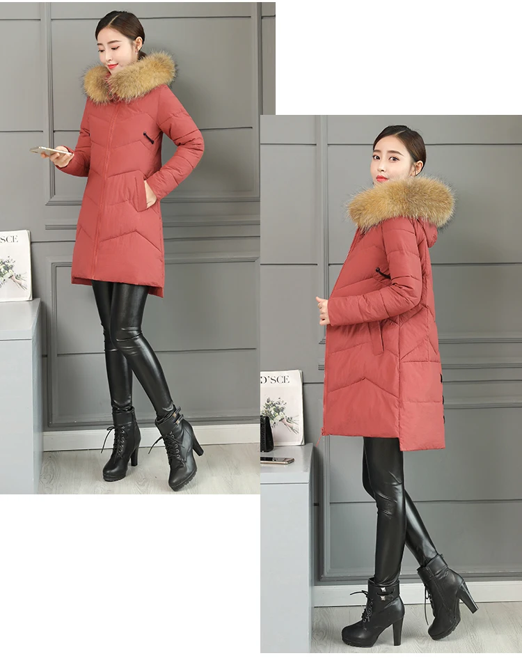 Jackets Women's Winter Long Jacket 2018 Cotton Padded Coat Women Fake Fur Collar Zipper Outwear Coats Female Slim Thick CH587 (16)
