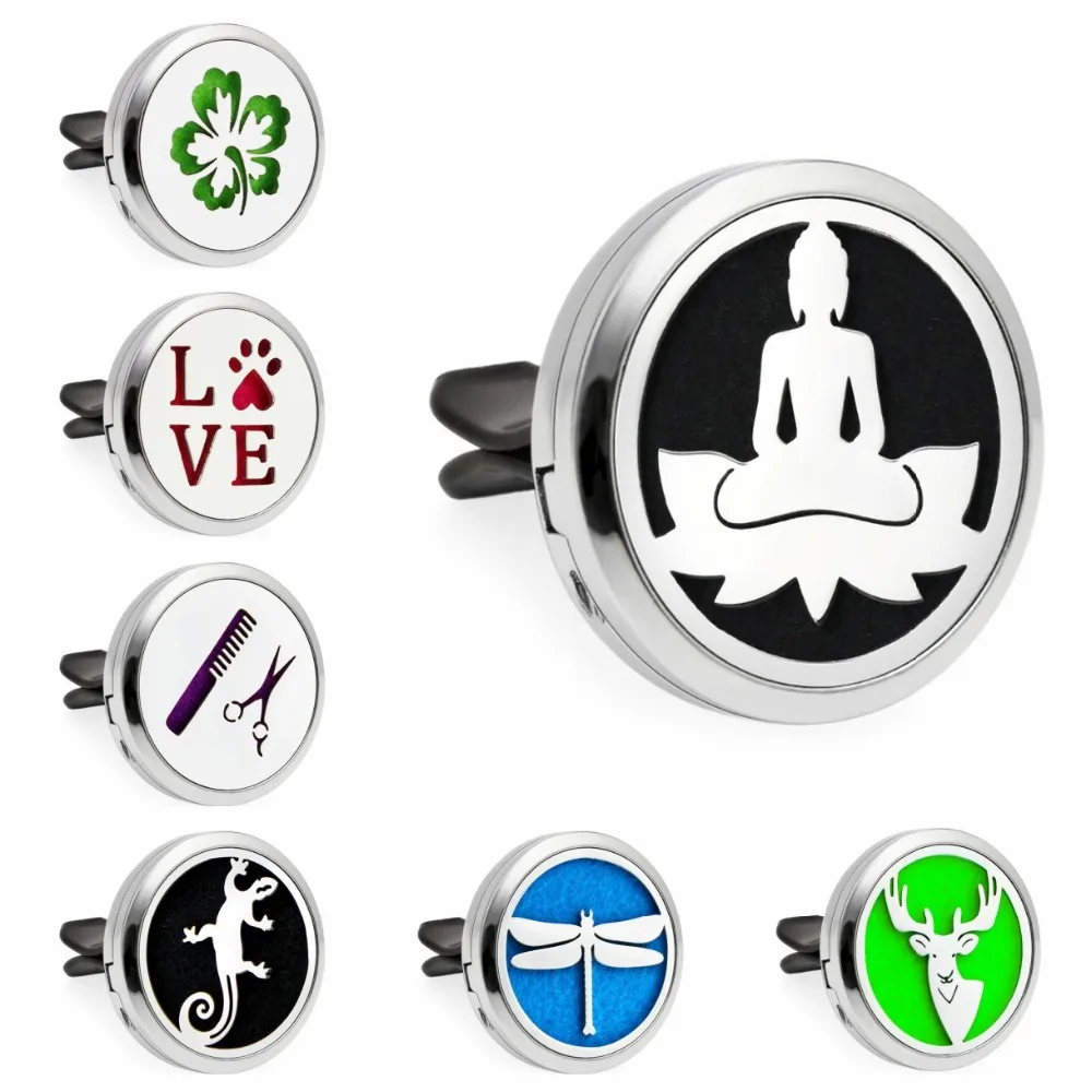 

30mm Love Paw Car Air Auto Vent Freshener Buddha Essential Oil Locket Car Diffuser Gift Locket Decor 10pads color randomly