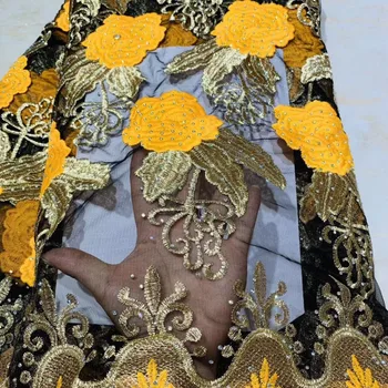 

Latest Sky Blue African Laces Fabrics Embroidered High Quality French Lace Fabric Nigerian Net tulle Lace Fabric NLYMAY094