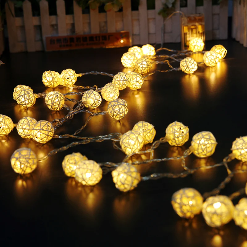 

SVELTA 10M 38LEDs Rattan Ball String Lights Guirlande Lumineuse LED Garland Christmas Lights For Holiday Wedding Decorations