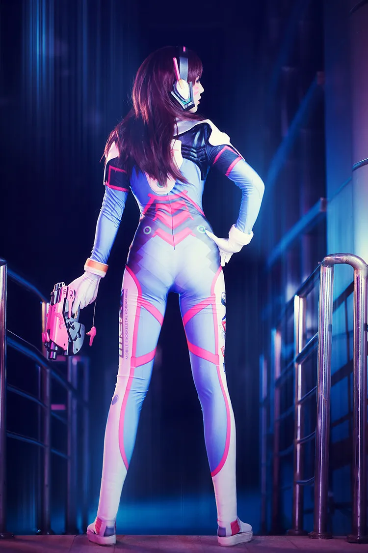 D. Va костюм для косплея, лайкра, спандекс, DVA, одежда для косплея, Цифровой 3D принт, Zentai Catsuit, боди, костюмы на Хэллоуин для женщин