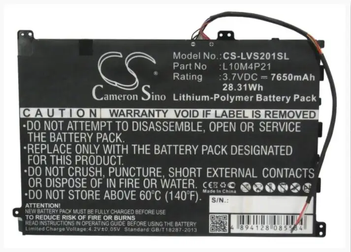 Cameron Sino 7650mAh аккумулятор для Lenovo IdeaPad S2010 L10M4P21 Tablet Battery | Электроника