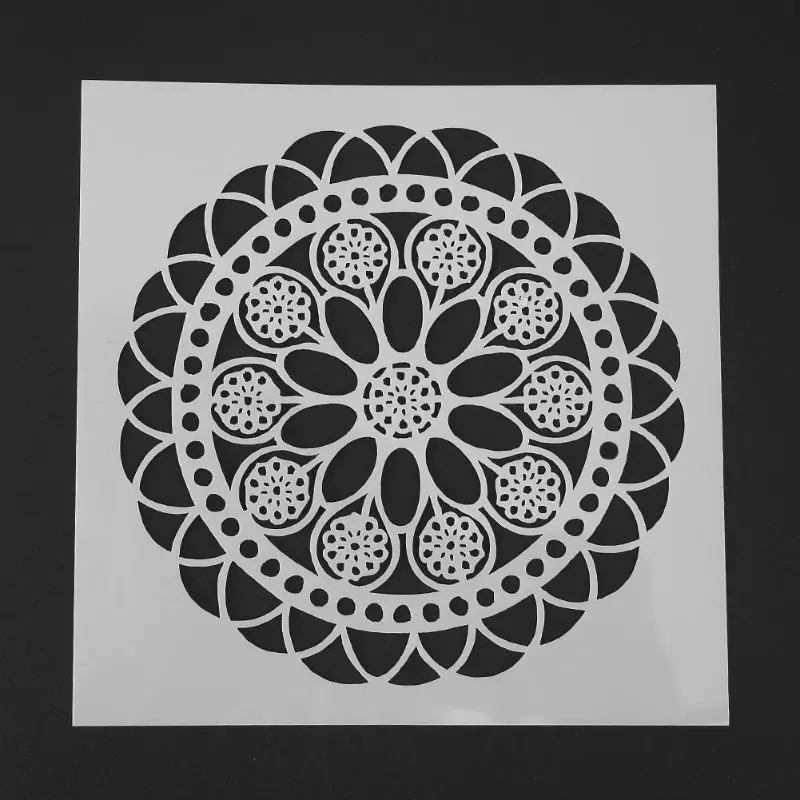 

Round Flower Print Coffee Cake Stencil Fondant Buttercream Spray Mold Coffee Cakes Decoration Tool Cupcake Baking Stencil