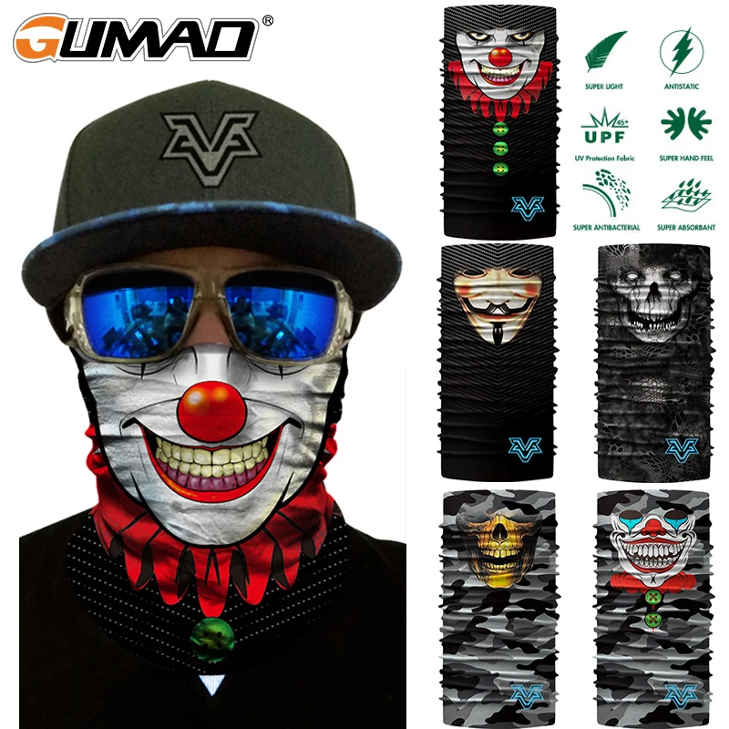 

Seamless Bandana Ski Neck Gaiter Skull Clown Face Mask Shield Running Cycling Fishing Bike Headband Scared Tube Scarf Men Girls