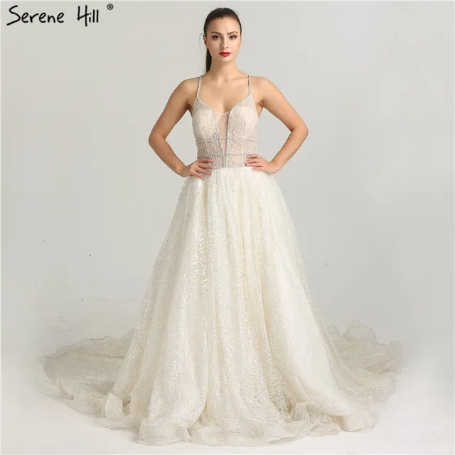 Dubai Designer Luxury Fashion Y Wedding Dress Sleeveless High End Dubai Designer Luxury Fashion Y Wedding Dress Sleeveless High End Tulle Glitter Bride Gowns