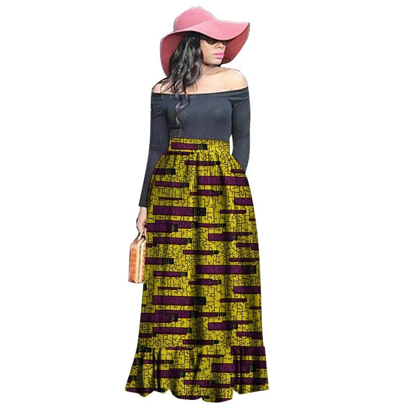 Новая юбка с Африканским принтом хлопок парафинированная ткань с принтом африканская Женская длинная юбка модная Высококачественная юбка Темперамент хлопок