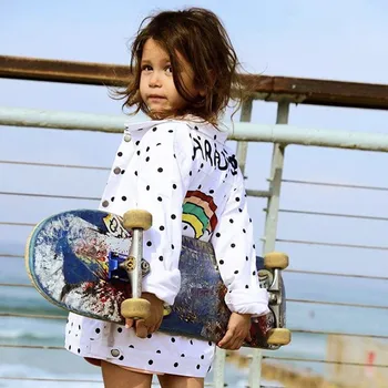 

Emmbaby 3-7Y Fashion Cool Kids Girl Boy Jackets & Coats Black raibow Polka Dot Cotton Tops Outerwear Coat Jacket Casual Clothes