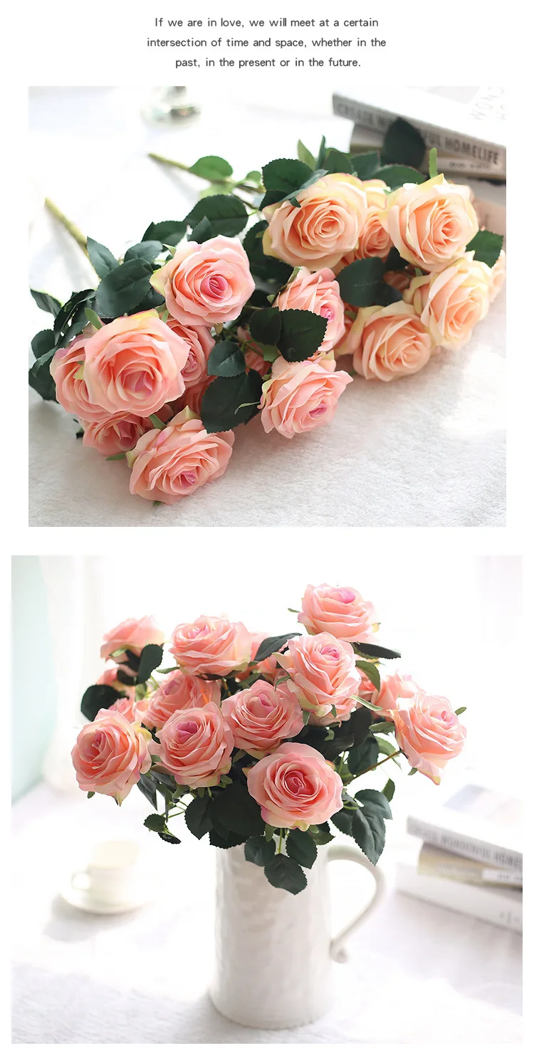 10 головок невесты держа Искусственные цветы Ложные Свадебные украшения в виде роз вечерние свадебные цветы букет цветов
