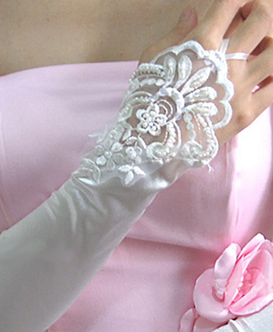 Gloves Women Elbow Length Long Fingerless Woman Gloves Lace Appliqued Beaded Pattern Beaded Gift Gloves Women Elbow Length Long Fingerless Woman Gloves Lace Appliqued Beaded Pattern Beaded Gift