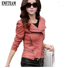 Новая модная женская кожаная куртка,, тонкая, с отложным воротником, кожаная, на молнии, Женская куртка, jaquetas de couro feminino CJJ10