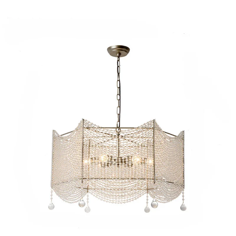 

Pendant light American country living room crystal lamp retro silver creative restaurant bar simple pendant lamps ya815