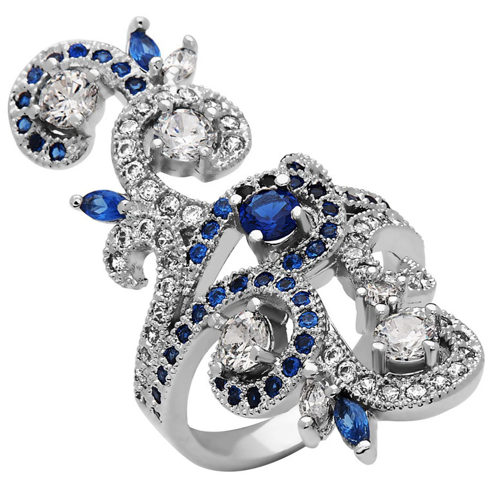 18K White Gold Plated & Cubic Zirconia Statement Ring (1)