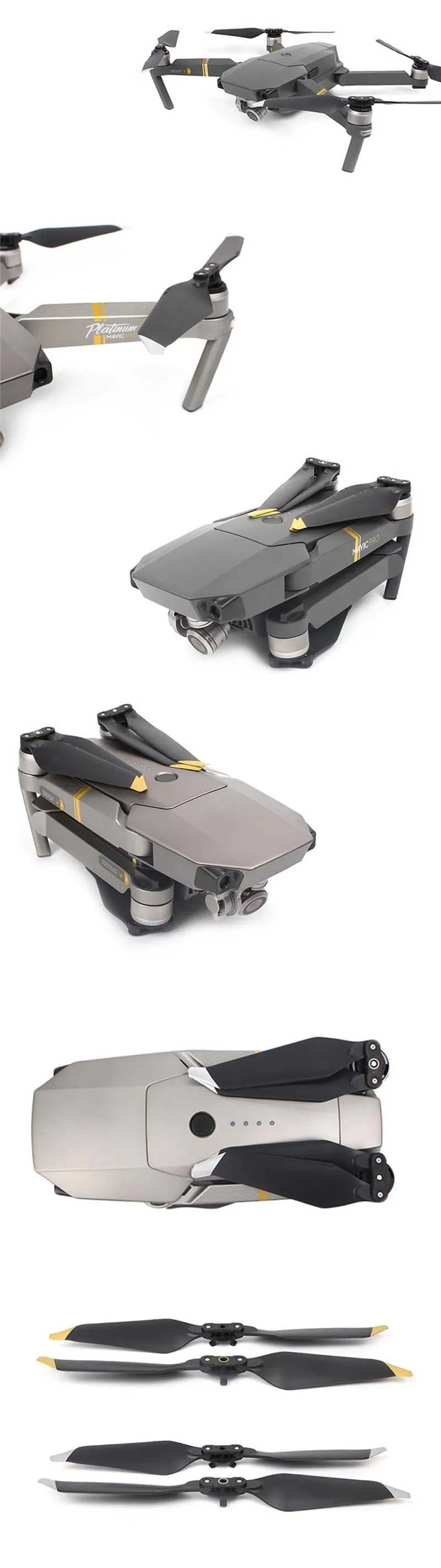 2 пары малошумные пропеллеры быстросъемные лезвия складные реквизиты для дрона DJI Mavic Pro Платиновые аксессуары