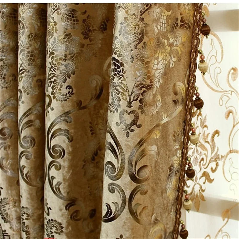 

European Luxury Gilding Design Curtains For Living Room Bedroom Blackout Curtain Blind Drapes Tulle on Window treatment T127#4