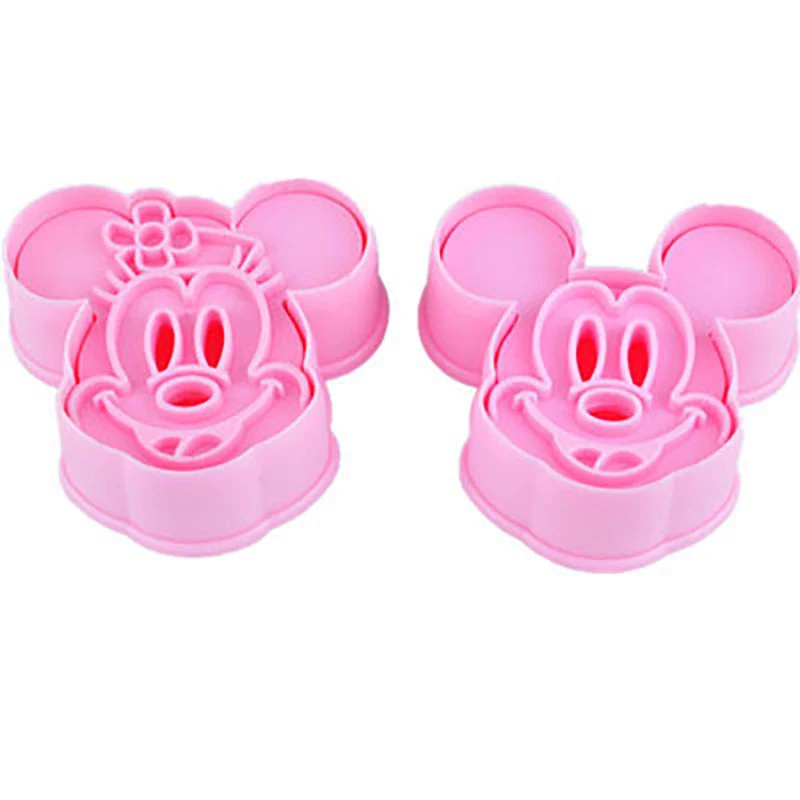 

2pcs/set Cartoon 3D Cake Mold Mickey Mouse Plastic Plunger Cutter Cupcake Cookie Chocolate Biscuit Mould Bake Tool CT1006