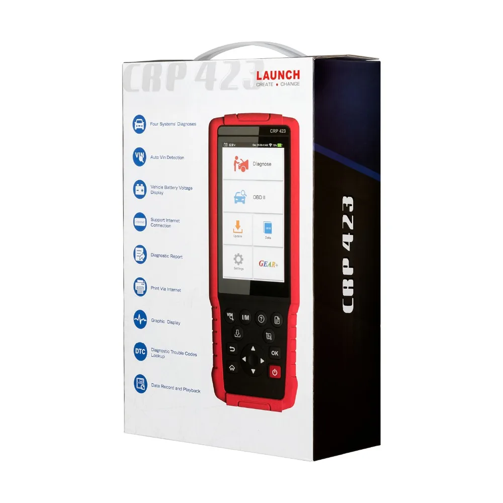 Запуск CRP423 obd2 код читателя для двигателя/ABS/Airbag/AT X431 CRP 423 Авто OBD 2 инструмент