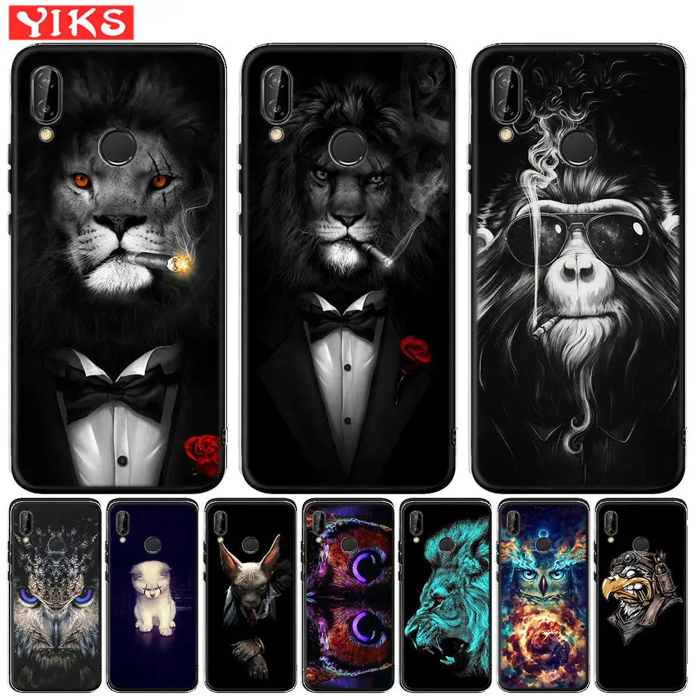 

Cool Lion Tiger Monkey Animal Black TPU Case For Huawei Mate 20 10 P30 P20 P10 P9 P8 Lite Pro 2017 P Smart 2019 Silicone Cover
