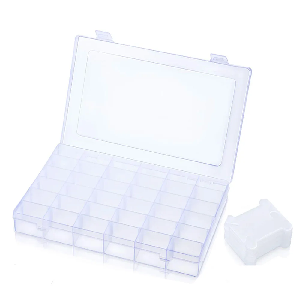 

36 Grids Plastic Embroidery Floss Cross Stitch Organizer Storage Box With Free 30Pcs Floss Bobbins For Storage Holder