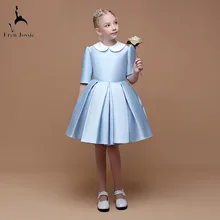 Eren Jossie, маленькая королева, светильник, Синий Атлас, вечерние платья для девочек, длина до колена, 1/2 рукав, стиль, хорошее качество, детское платье для танцев