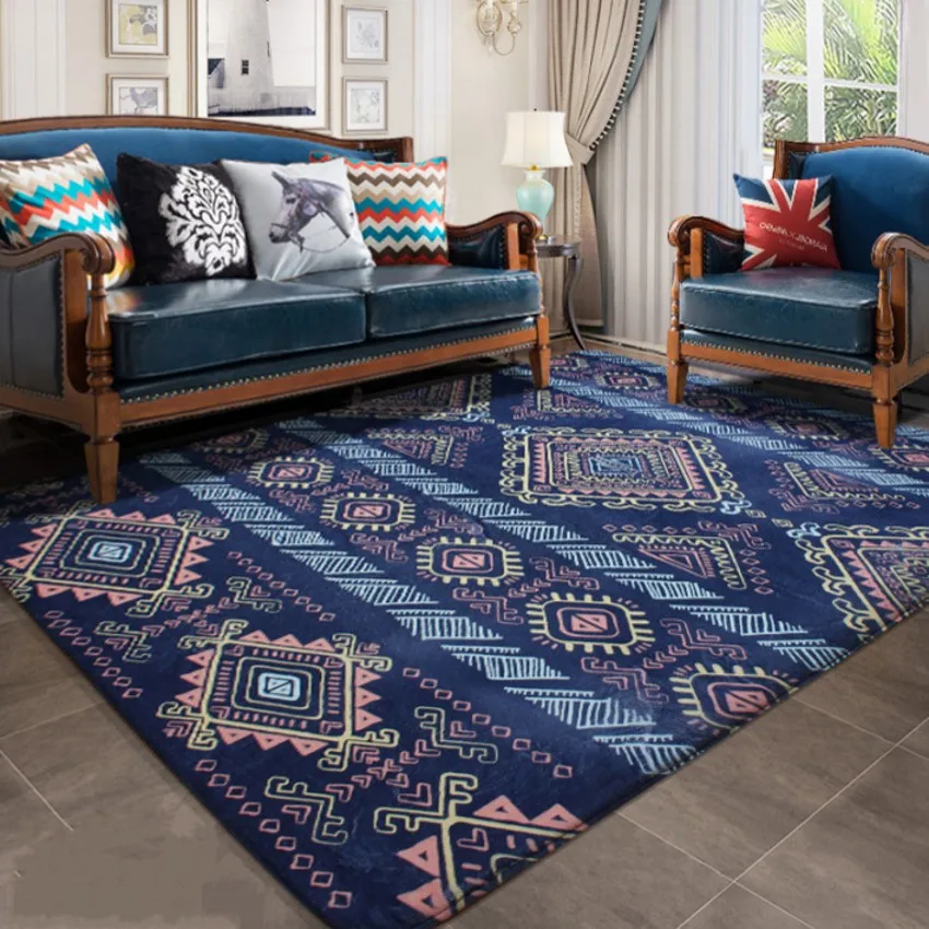 Ретро прикроватный коврик, большой размер Гостиная Коврик для кофейного столика, прямоугольный напольный ковер, пасторальные домашние напольные украшения коврик