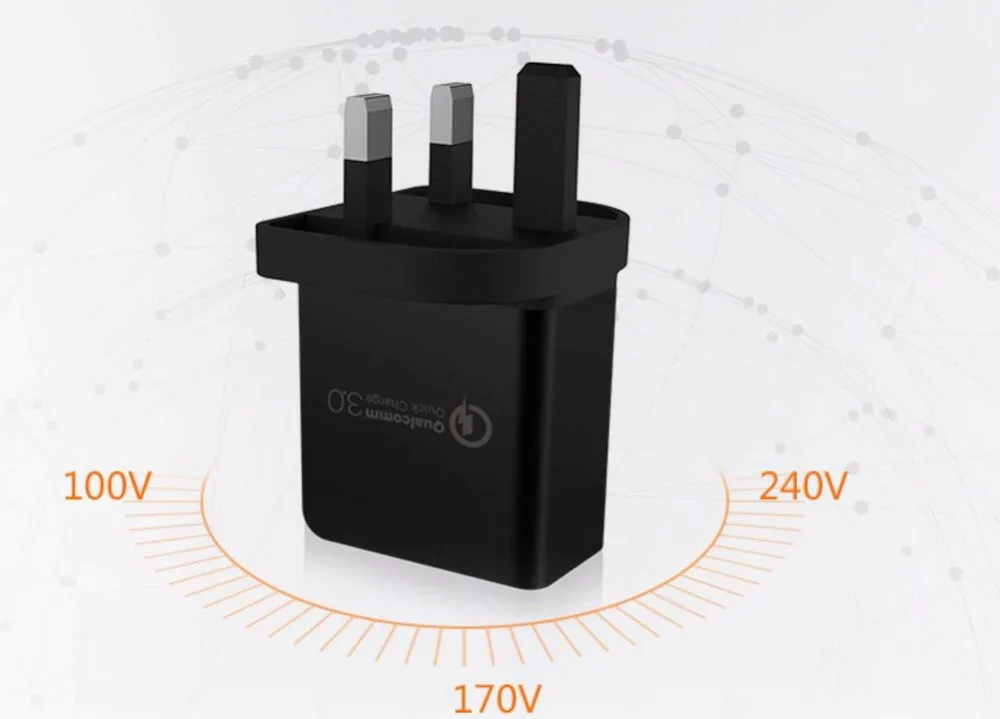 100 шт. 18 Вт 9V2A USB Quick Зарядное устройство QC3.0 вилка стандарта Великобритании для USB адаптер переменного тока Зарядное устройство для iPhone 6 S Plus 8 X samsung S6 Note4 huawei