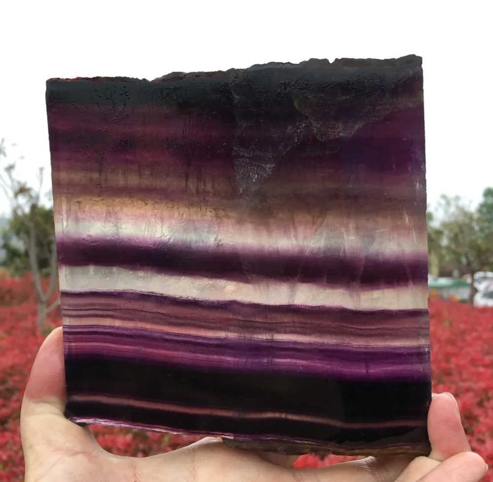 

hot sale natural large fluorite slice crystal stone healing decorate