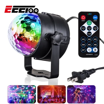 

LED Disco Light for Home Crystal Magic Rotating Ball RGB Stage Lighting Effect Sound Activated Laser Party Lights 16 Key Remote