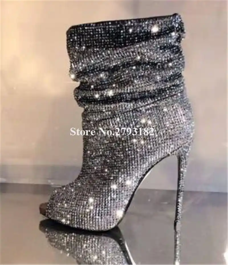 silver bling boots