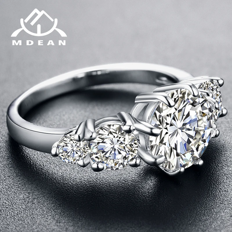 Mdean белого золота розового Цвет обручальные кольца для Для женщин AAA циркон
